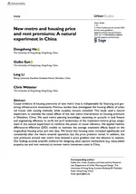 Our paper New metro and housing price and rent premiums: A natural experiment in China is online