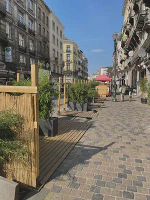 Temporary outdoor dining patios, Brussels, Belgium