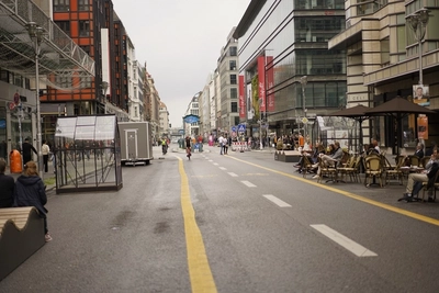 Temporary street closure, Berlin, Germany